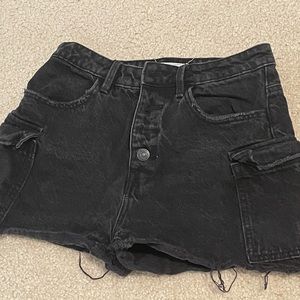 Black Denim High Waisted Shorts